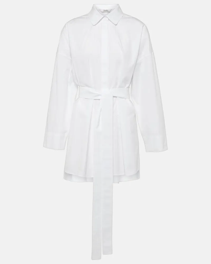 Max Mara Bluse Tea aus Baumwollpopeline Weiß