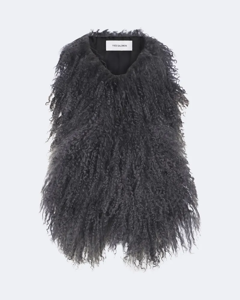 Yves Salomon Schal aus Shearling Grau