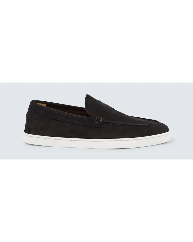 Christian Louboutin Slip-Ons Varsiboat aus Veloursleder Schwarz