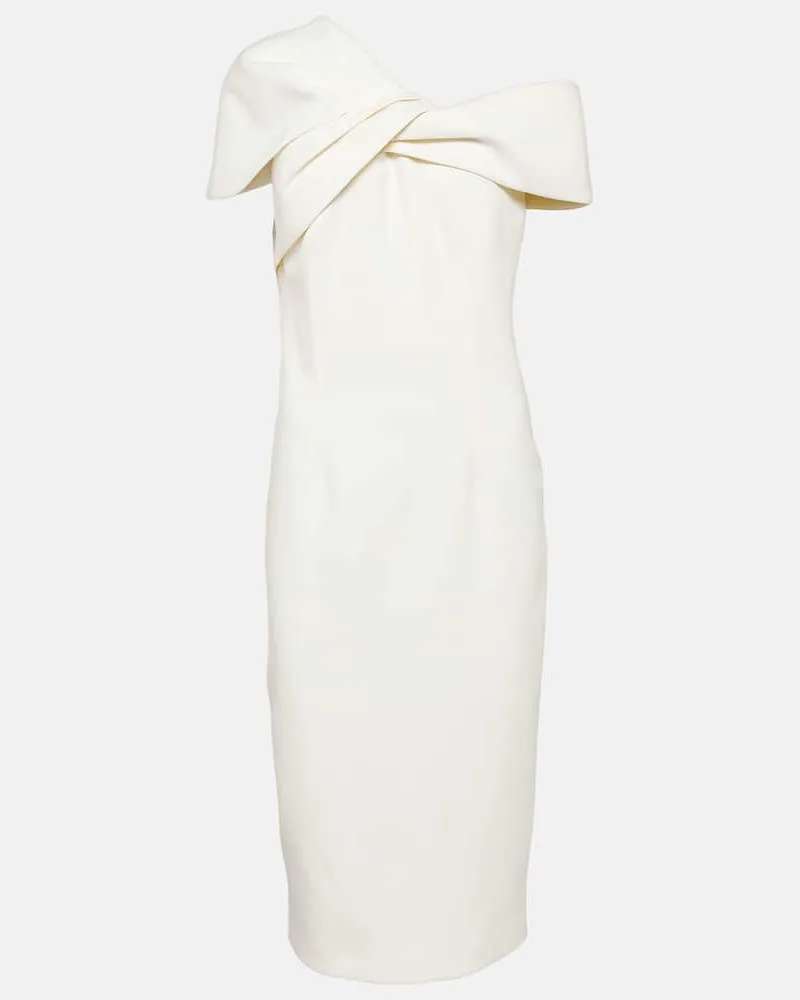 Safiyaa Midikleid Salmone aus CrÃªpe Weiã