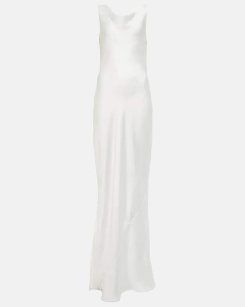 Norma Kamali Robe Maria aus Satin Weiß