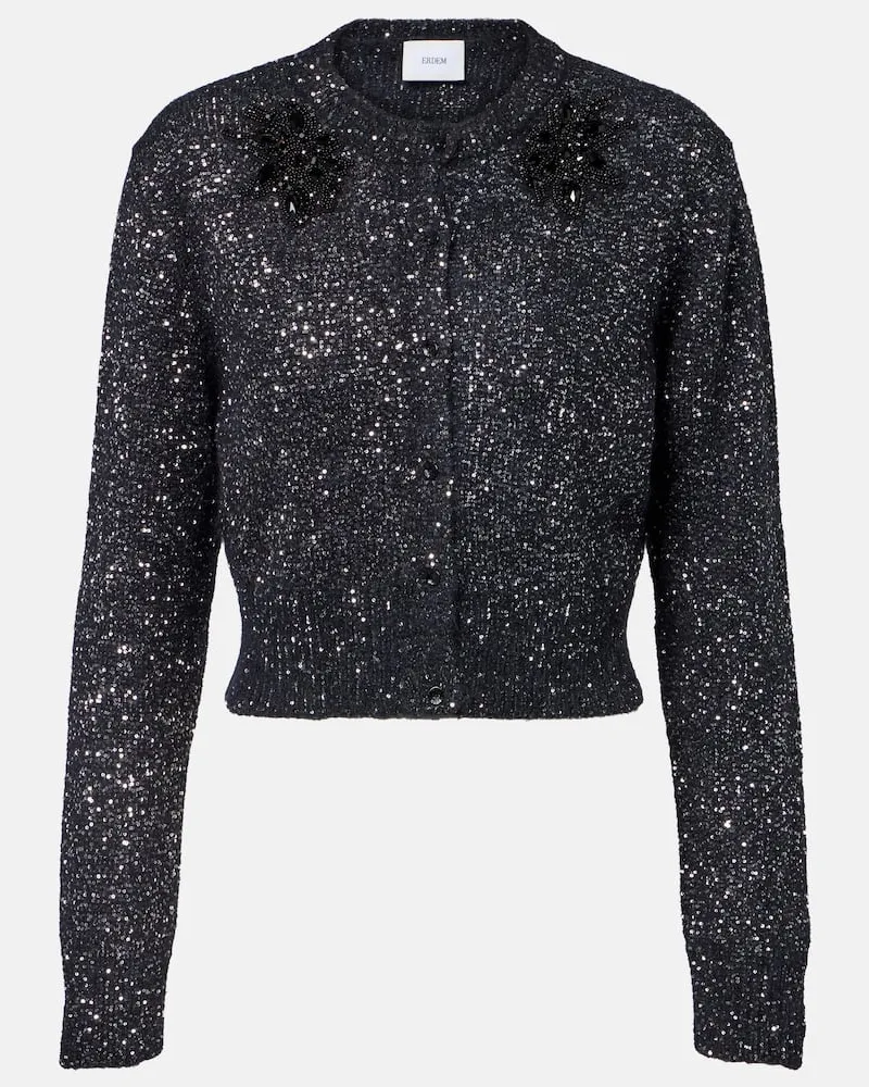 Erdem Verzierter Cropped-Cardigan Schwarz