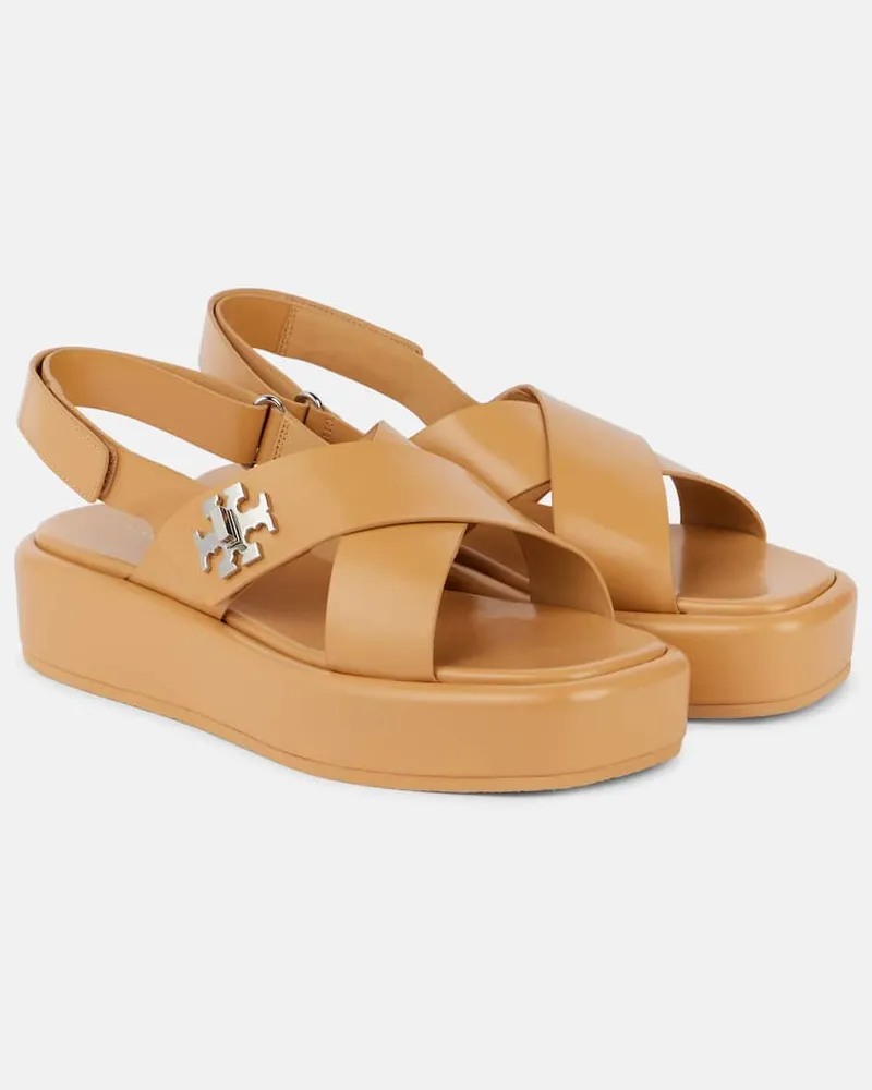 Tory Burch Plateausandalen T Lock 40 aus Leder Nude