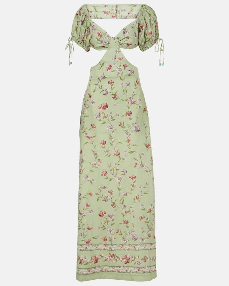 AGUA BENDITA Maxikleid Cielo Honeysuckle aus Leinen Grün