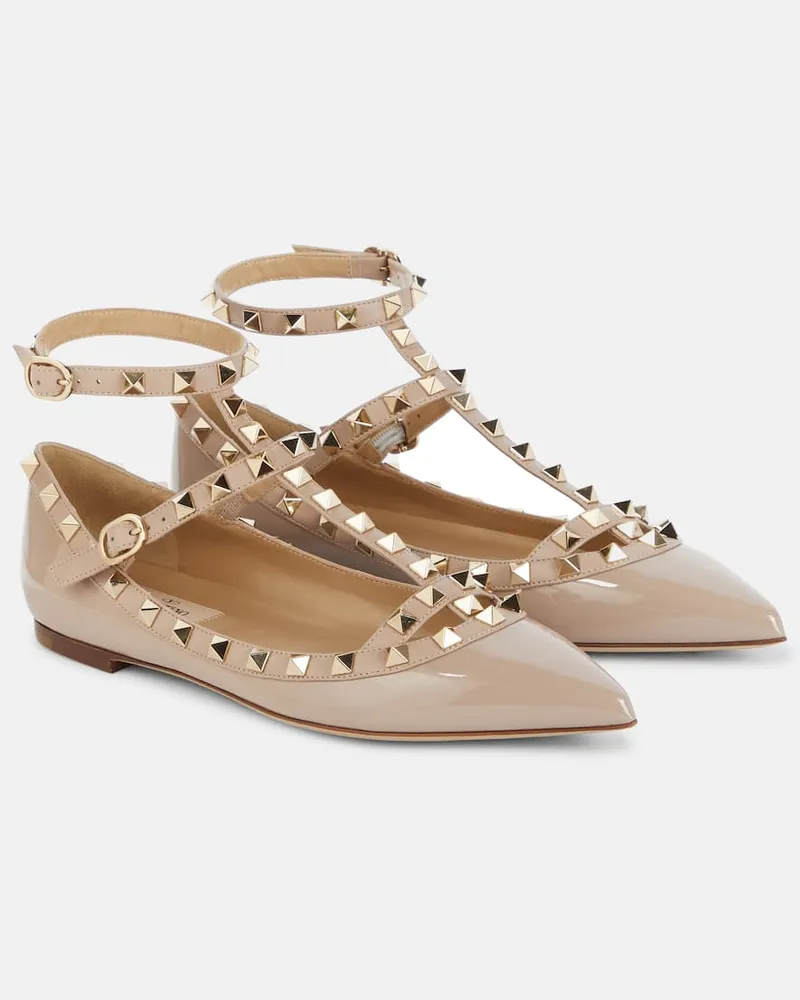 Valentino Garavani Ballerinas Rockstud aus Lackleder Rosa