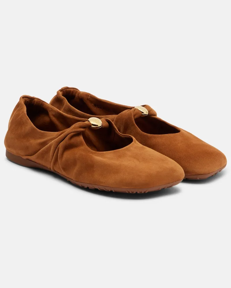 Loewe Mary-Jane-Ballerinas Pebble Soft aus Veloursleder Braun