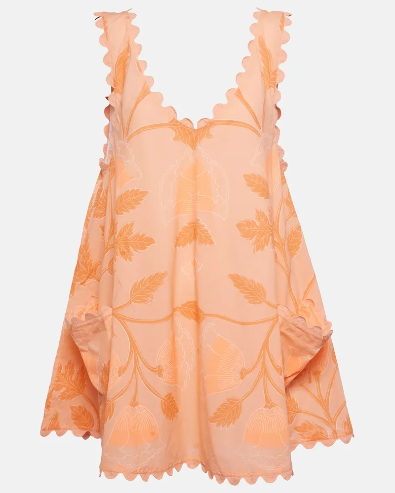 Juliet Dunn Bedrucktes Minikleid aus Baumwolle Orange