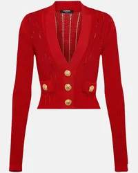 Balmain Cardigan aus Strick Rot