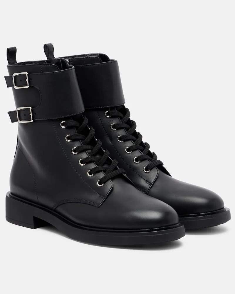 Gianvito Rossi Schnürstiefel Ripley aus Leder Schwarz