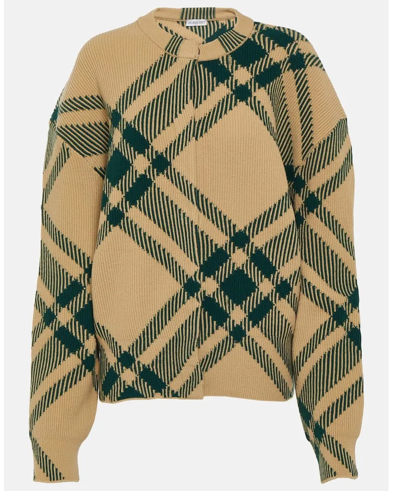 Burberry Cardigan Burberry Check aus einem Wollgemisch Beige
