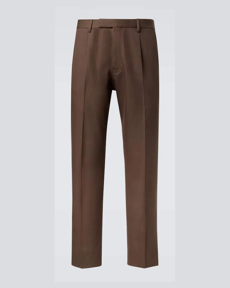 Ermenegildo Zegna Gerade Hose aus Baumwolle und Wolle Braun