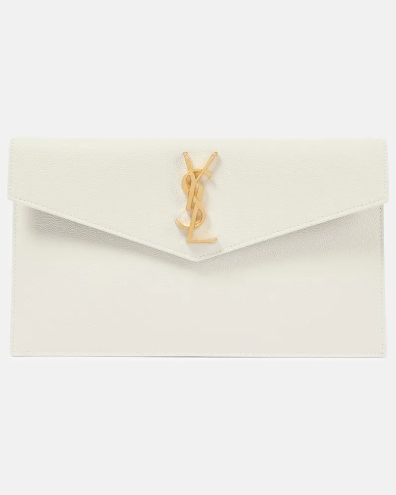 Saint Laurent Clutch Uptown aus Leder Weiß
