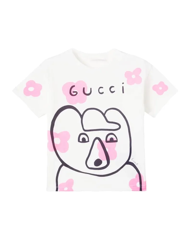 Gucci X Euan Roberts Baby T-Shirt aus Baumwoll-Jersey Weiß