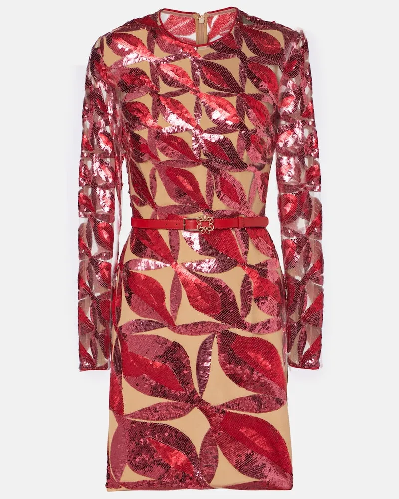 Elie Saab Minikleid Diana aus Tüll mit Pailletten Rot