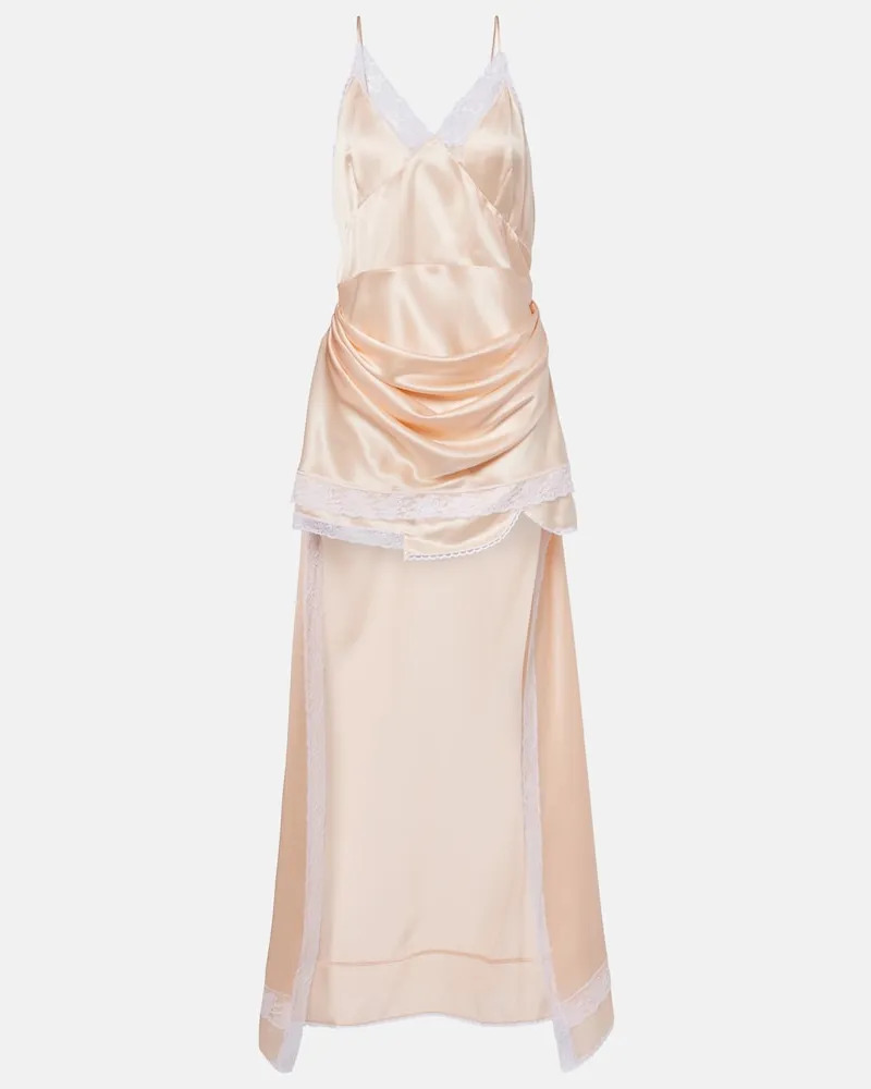 Magda Butrym Slipdress aus Seidensatin mit Spitze Orange