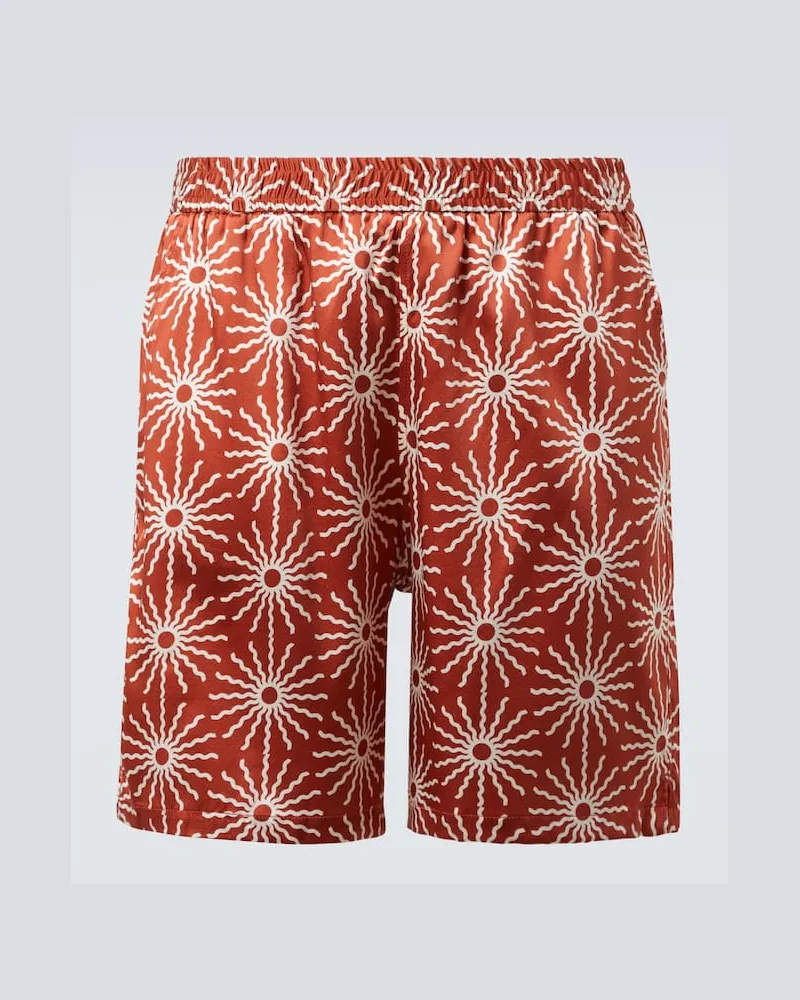 Frescobol Carioca Bedruckte Shorts Palma aus einem Seidengemisch Orange