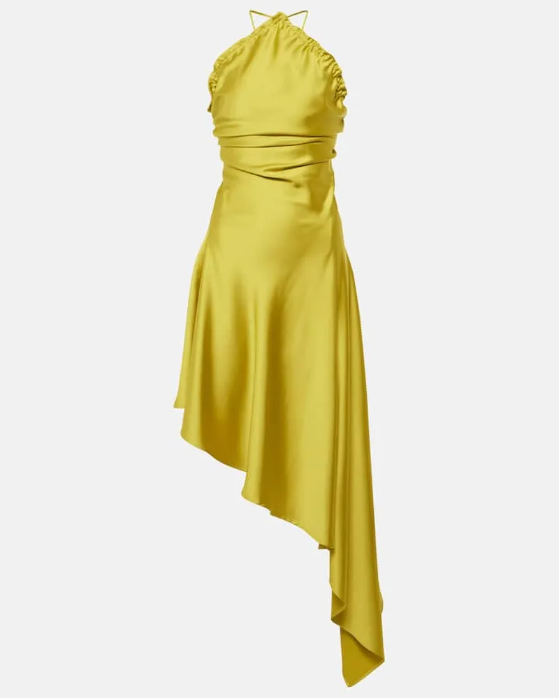 ATTICO Robe aus Satin mit Federn Grün