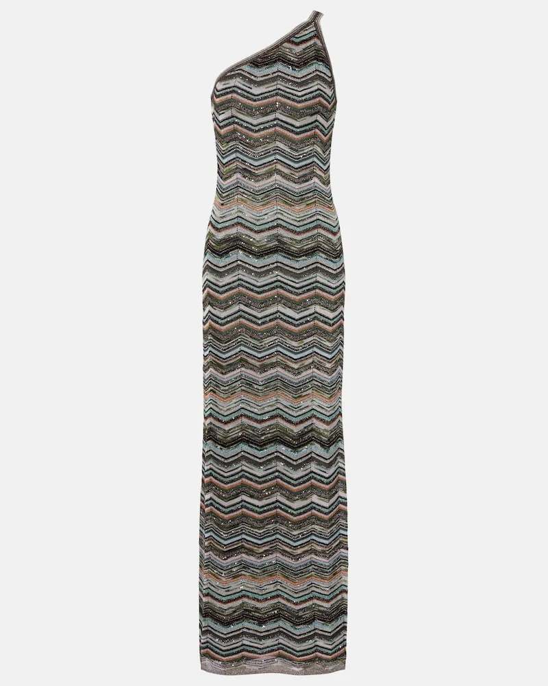 Missoni One-Shoulder-Midikleid aus Lamé Multicolor