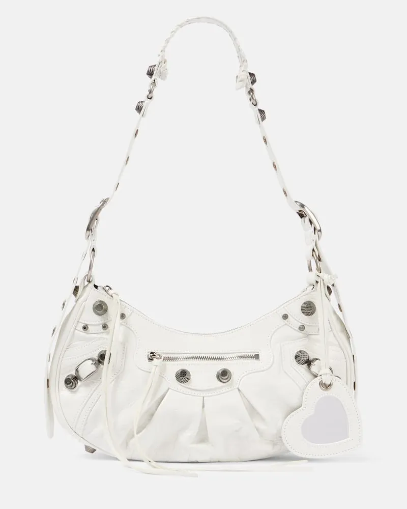 Balenciaga Schultertasche Le Cagole Small aus Leder Weiß