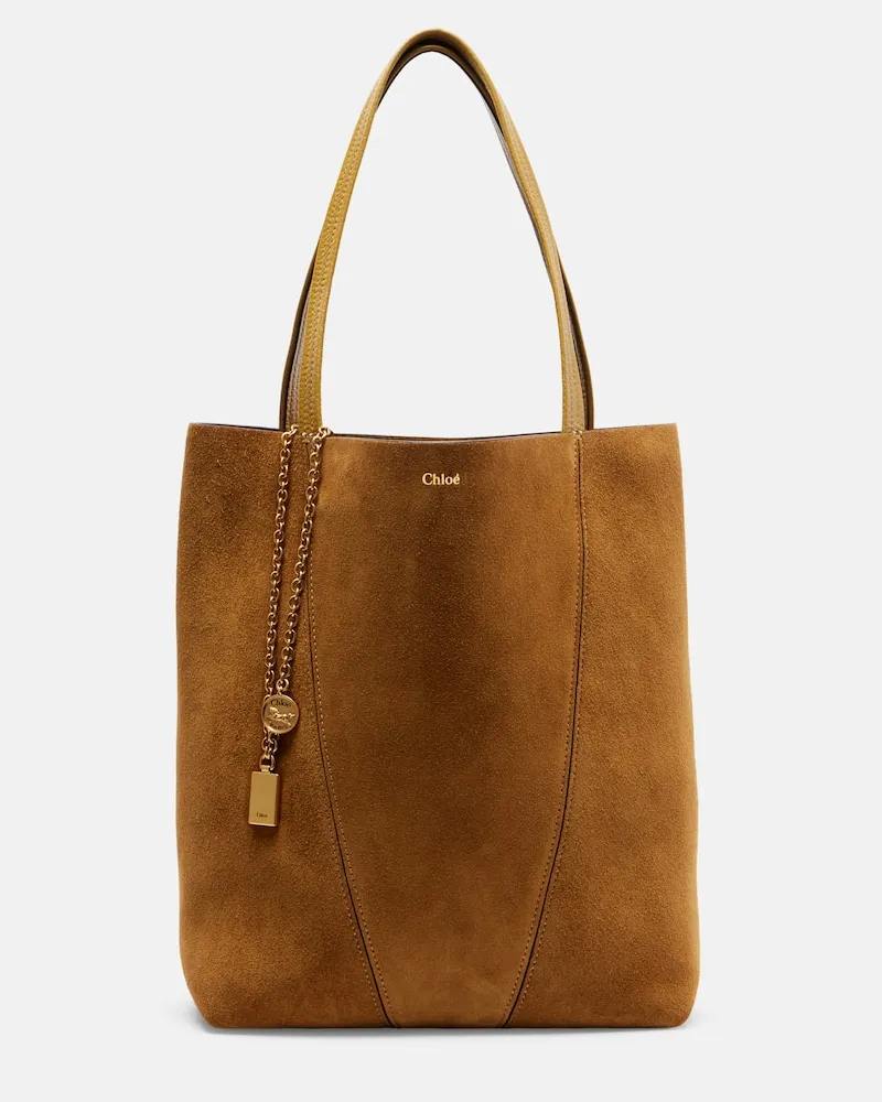 Chloé Chloé Tote Bag Spin Medium aus Veloursleder Braun
