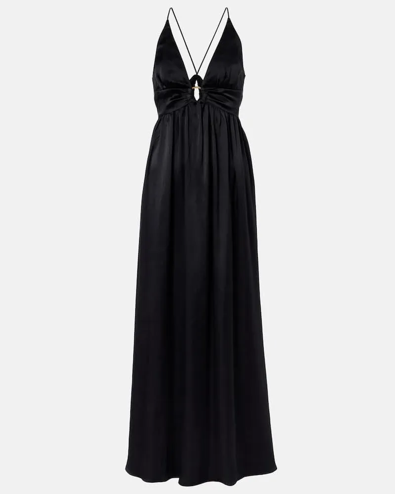 Heidi Klein Maxikleid Meteora aus Seidensatin Schwarz