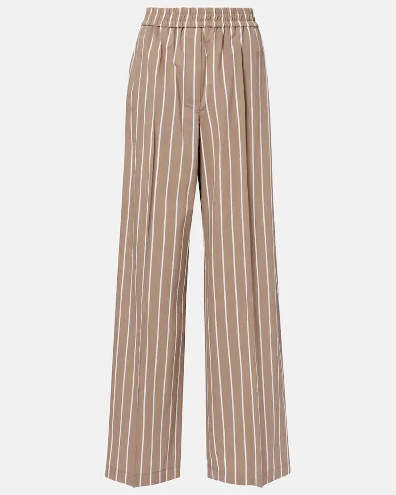 Brunello Cucinelli Weite Hose aus einem Baumwollgemisch Braun