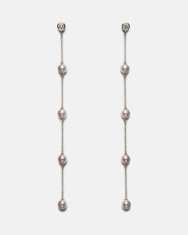 MATEO Ohrringe aus 14kt Gelbgold mit Diamanten und Perlen Gold