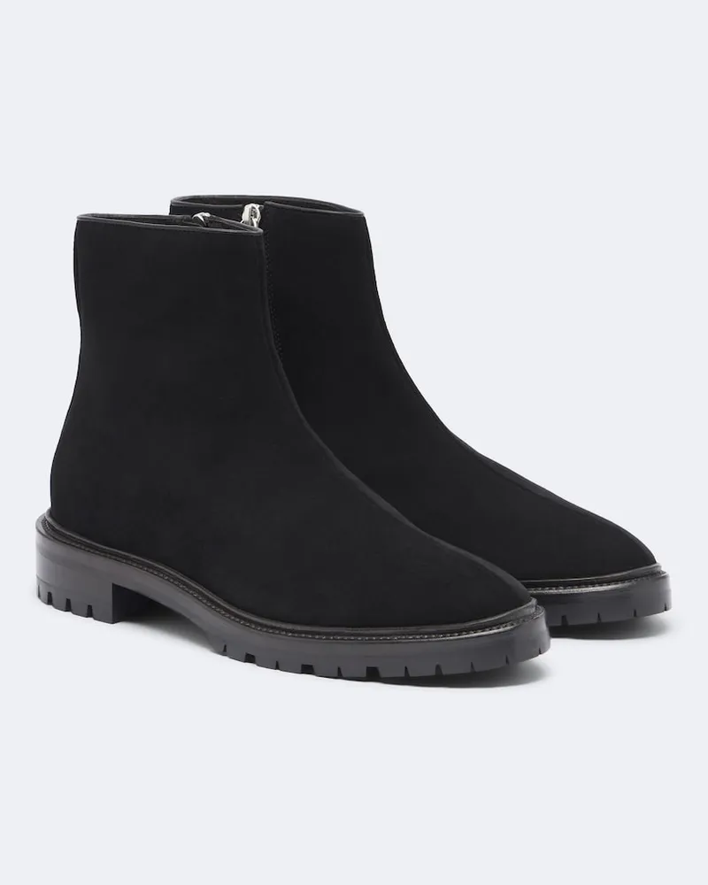 The Row Ankle Boots Moto aus Veloursleder Schwarz