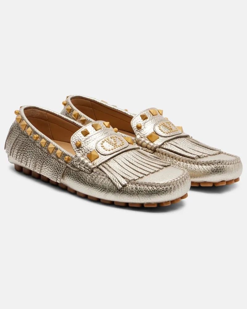 Valentino Garavani Loafers Plaster Caster aus Metallic-Leder Gold