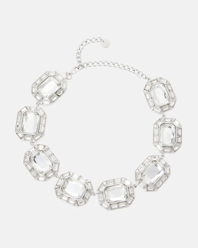 Self-Portrait Choker mit Kristallen Silber