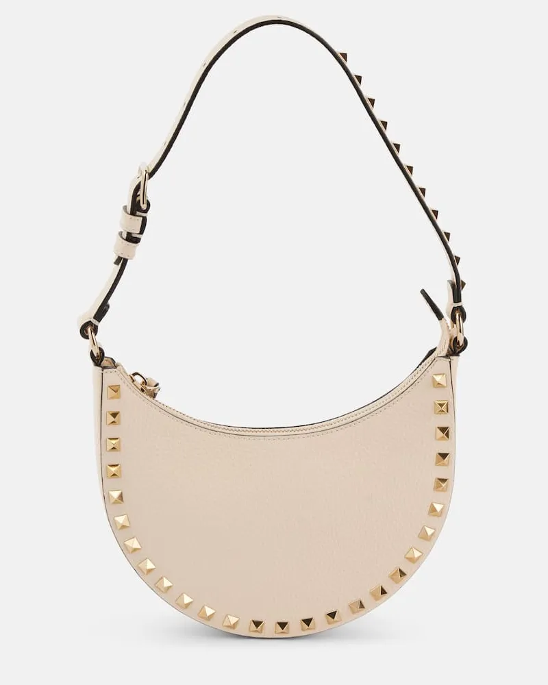 Valentino Garavani Tote Rockstud Mini aus Leder Weiß