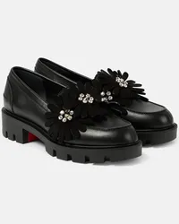 Christian Louboutin Verzierte Loafers Flora Moc aus Leder Schwarz