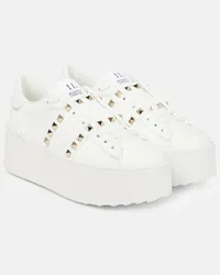 Valentino Garavani Plateau-Sneakers Rockstud Untitled aus Leder Weiss