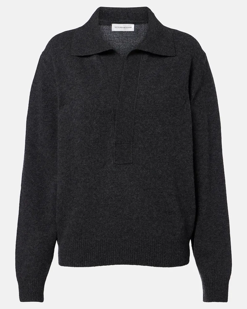 Victoria Beckham Polopullover Genevieve aus Wolle und Kaschmir Grau