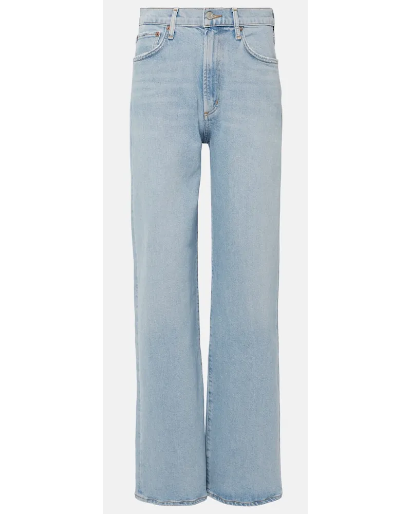 AGOLDE Mid-Rise Straight Jeans Harper Blau