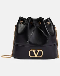 Valentino Garavani Bucket-Bag VLogo Signature Small aus Leder Schwarz