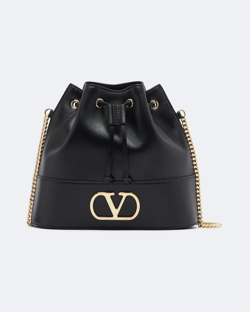Valentino Garavani Bucket Bag VLogo Signature Small aus Leder Schwarz