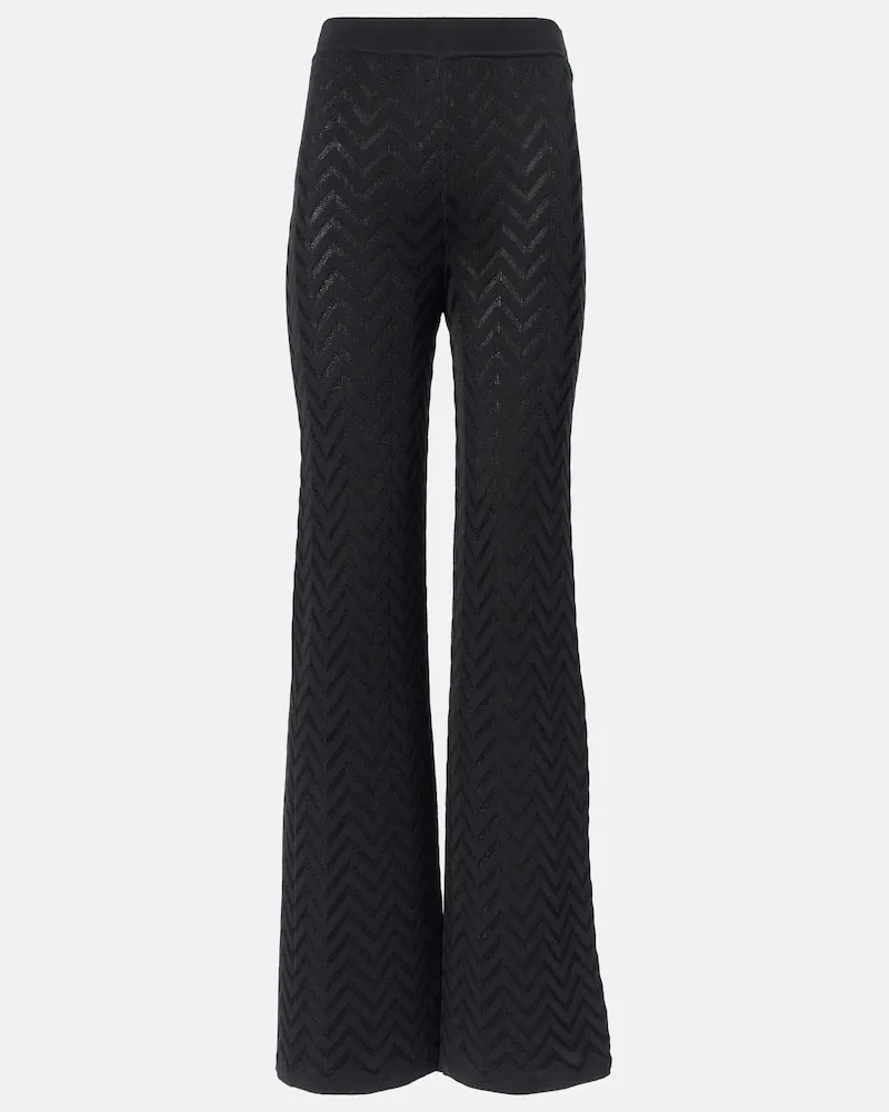 Missoni Weite High-Rise-Hose aus Häkelstrick Schwarz