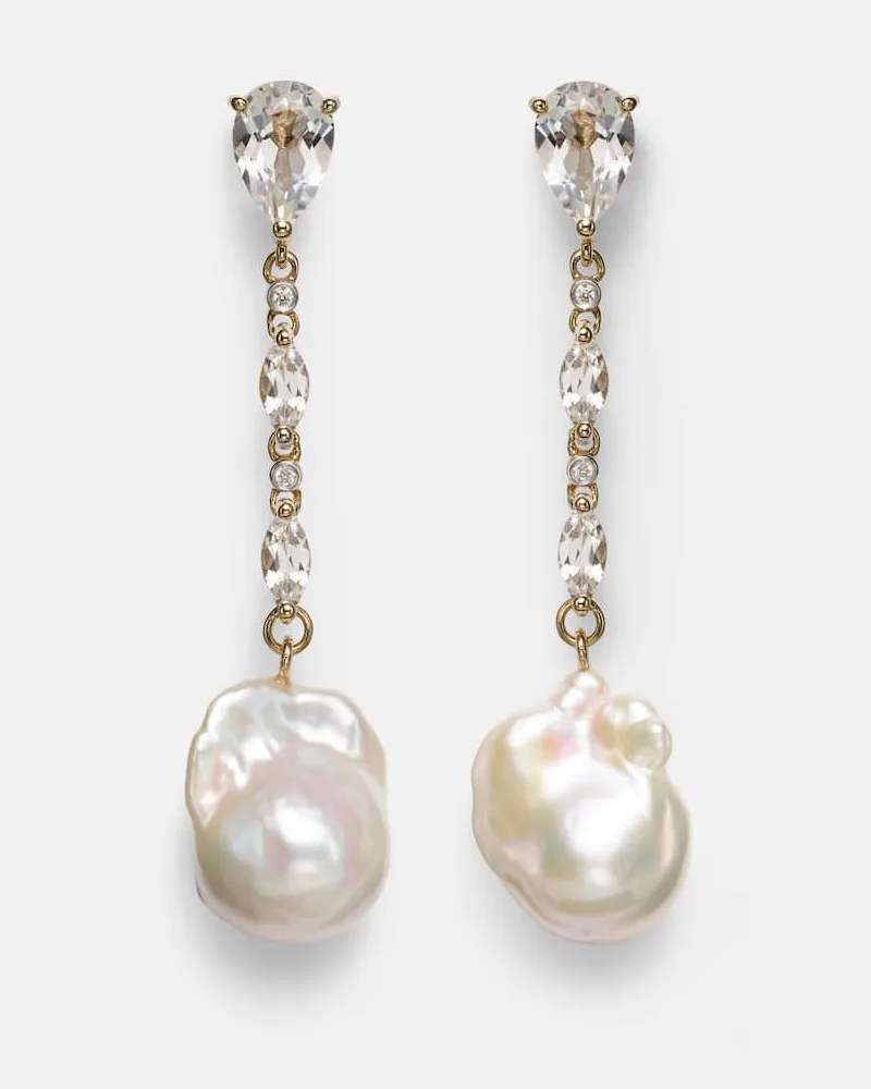MATEO Ohrringe aus 14kt Gelbgold mit Topas und Barockperlen Gold