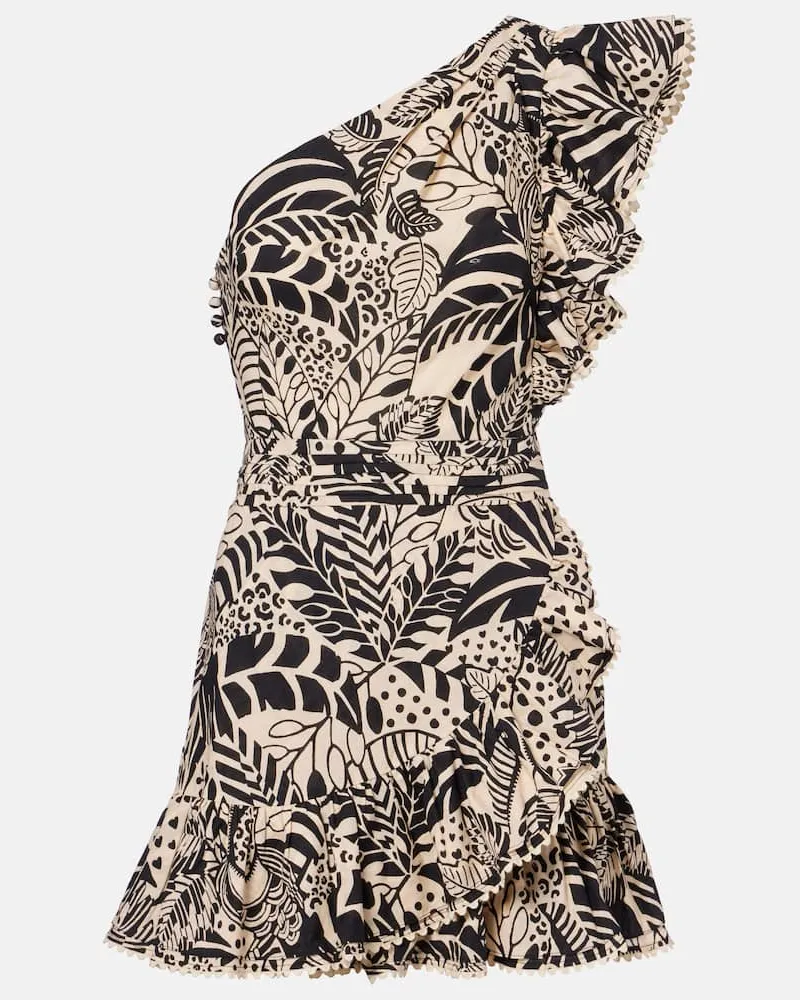 Poupette St Barth Bedrucktes Minikleid Corinne aus Baumwolle Schwarz