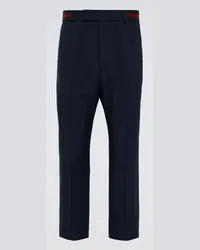 Gucci Gerade Hose Web Stripe Blau