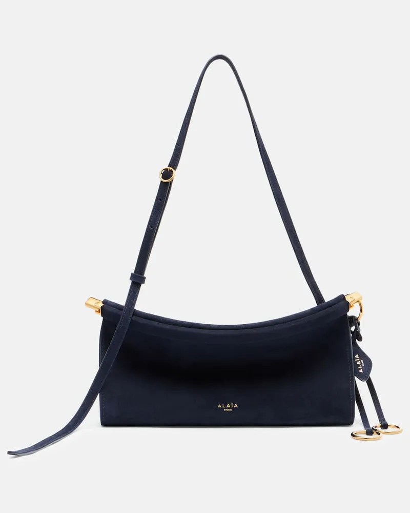 Alaïa Alaïa Schultertasche Le Click Small aus Veloursleder Blau