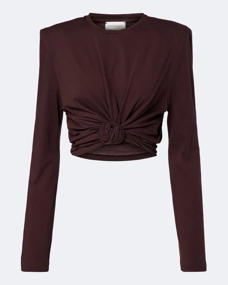 Magda Butrym Cropped-Top aus Jersey aus einem Baumwollgemisch Braun