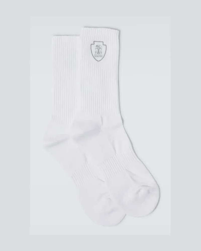 Brunello Cucinelli Bestickte Socken aus einem Baumwollgemisch Weiß