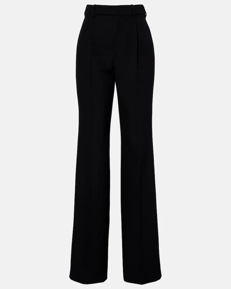 Saint Laurent Gerade Hose aus Schurwolle Schwarz