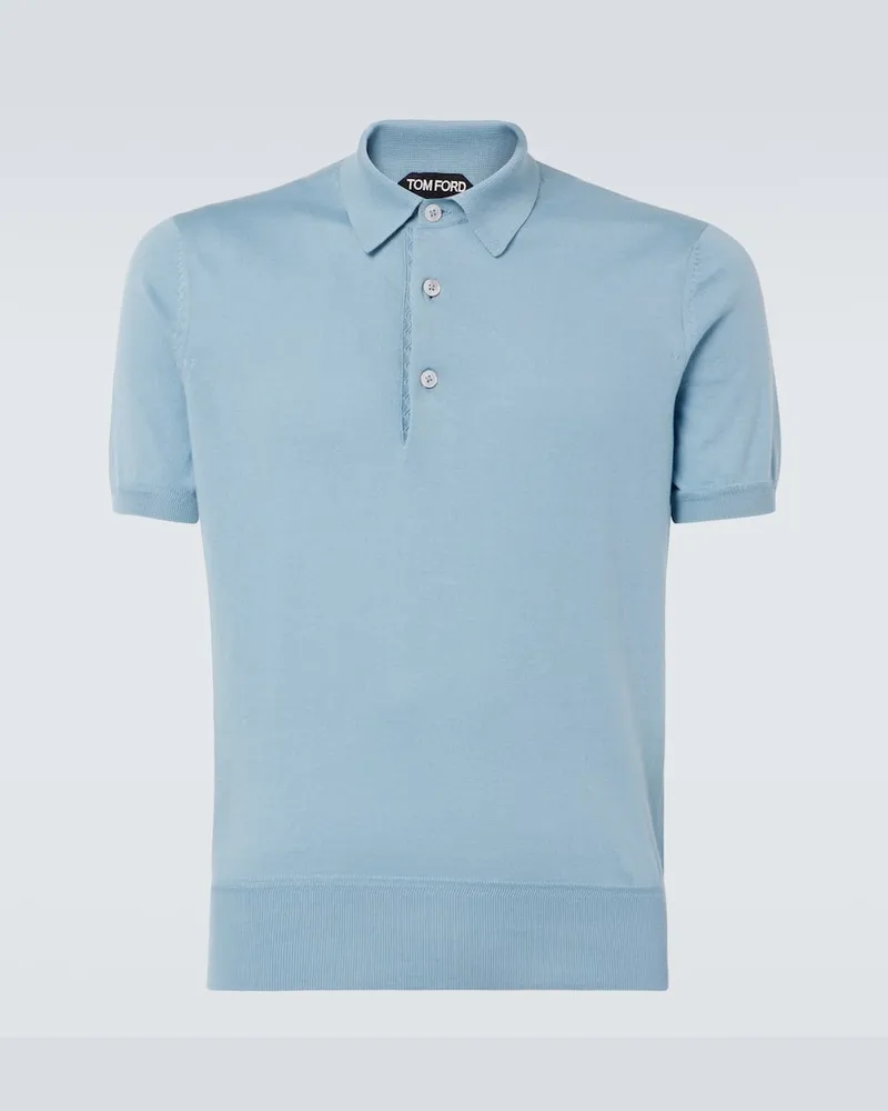 Tom Ford Polohemd aus Baumwoll-Jersey Blau
