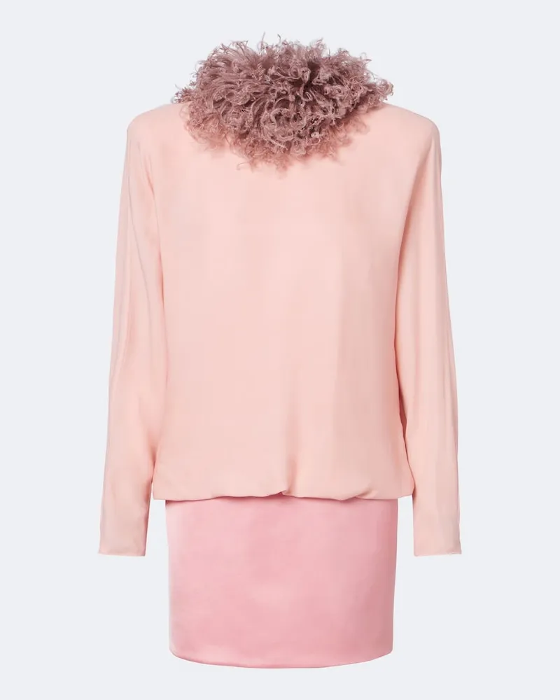 Valentino Garavani Minikleid aus Seiden-Georgette mit Federn Rosa