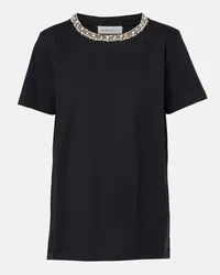 Nina Ricci Verziertes T-Shirt aus Baumwolle Schwarz