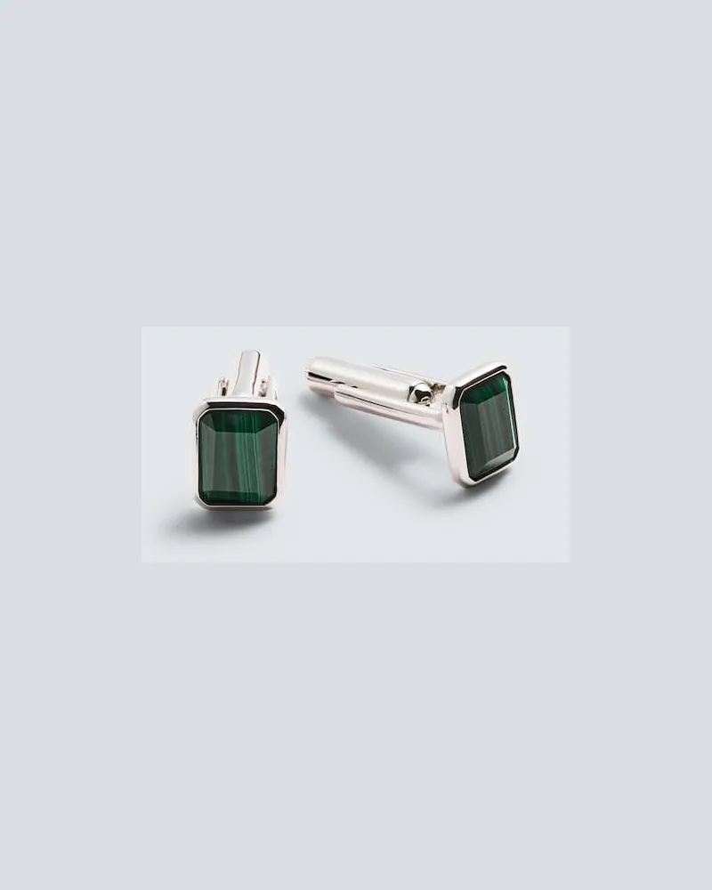 MATEO Manschettenknöpfe aus Sterlingsilber mit Malachit Silber