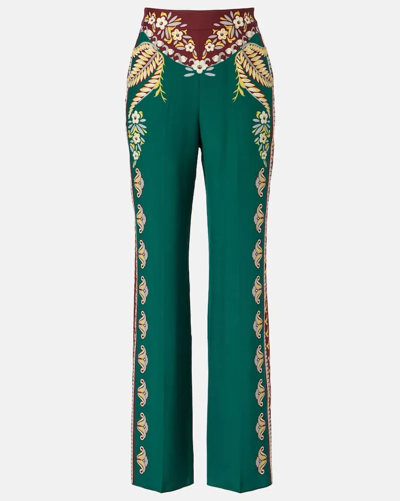 Etro Bedruckte Hose aus Seide Grün